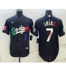 Men's Los Angeles Dodgers #7 Julio Urias Number Black Mexico 2020 World Series Cool Base Nike Jersey