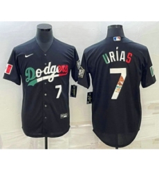 Men's Los Angeles Dodgers #7 Julio Urias Number Black Mexico 2020 World Series Cool Base Nike Jerseys