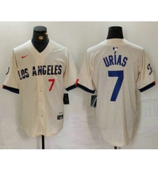 Men's Los Angeles Dodgers #7 Julio Urias Number Cream 2024 City Connect Limited Stitched Jersey