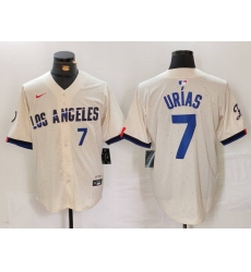 Men's Los Angeles Dodgers #7 Julio Urias Number Cream 2024 City Connect Limited Stitched Jerseys