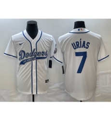 Men's Los Angeles Dodgers #7 Julio Urias White Cool Base Stitched Baseball Jersey1