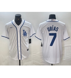 Men's Los Angeles Dodgers #7 Julio Urias White Cool Base Stitched Baseball Jersey