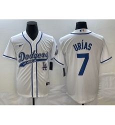 Men's Los Angeles Dodgers #7 Julio Urias Whiteh Cool Base Stitched Baseball Jersey