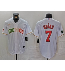 Men's Mexico Baseball #7 Julio Urias 2023 White World Classic Stitched Jersey