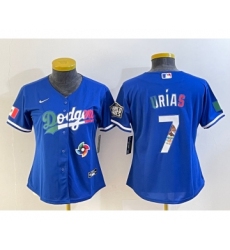 Women's Los Angeles Dodgers #7 Julio Urias Blue 2020 World Series Cool Base Nike Jersey1