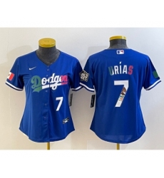 Women's Los Angeles Dodgers #7 Julio Urias Blue 2020 World Series Cool Base Nike Jersey3