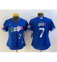 Women's Los Angeles Dodgers #7 Julio Urias Blue 2020 World Series Cool Base Nike Jersey4