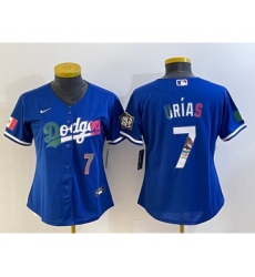 Women's Los Angeles Dodgers #7 Julio Urias Blue 2020 World Series Cool Base Nike Jersey5