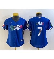 Women's Los Angeles Dodgers #7 Julio Urias Blue 2020 World Series Cool Base Nike Jersey