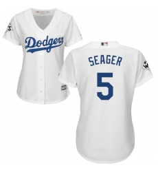 Women's Majestic Los Angeles Dodgers #5 Corey Seager Replica White Home 2017 World Series Bound Cool Base MLB Jersey