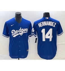 Men's Nike Los Angeles Dodgers #14 Enrique Hernandez Blue Stitched Cool Base Jersey