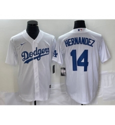 Men's Nike Los Angeles Dodgers #14 Enrique Hernandez White Stitched Cool Base Jersey