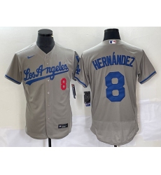 Men's Nike Los Angeles Dodgers #8 Enrique Hernandez Gray Replica Player Jersey