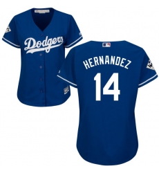 Women's Majestic Los Angeles Dodgers #14 Enrique Hernandez Replica Royal Blue Alternate 2017 World Series Bound Cool Base MLB Jersey