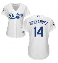 Women's Majestic Los Angeles Dodgers #14 Enrique Hernandez Replica White Home 2017 World Series Bound Cool Base MLB Jersey