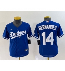 Youth Nike Los Angeles Dodgers #14 Enrique Hernandez Blue Stitched Cool Base Jersey