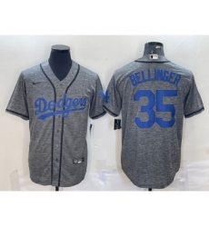 Men's Los Angeles Dodgers #35 Cody Bellinger Grey Gridiron Cool Base Stitched Baseball Jersey