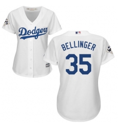 Women's Majestic Los Angeles Dodgers #35 Cody Bellinger Replica White Home 2017 World Series Bound Cool Base MLB Jersey