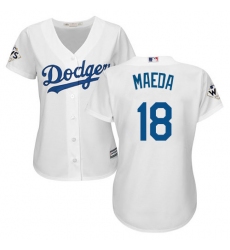 Women's Majestic Los Angeles Dodgers #18 Kenta Maeda Replica White Home 2017 World Series Bound Cool Base MLB Jersey