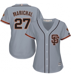 Women's Majestic San Francisco Giants #27 Juan Marichal Replica Grey Road 2 Cool Base MLB Jersey