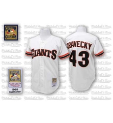Men's Mitchell and Ness San Francisco Giants #43 Dave Dravecky Replica White Throwback MLB Jersey