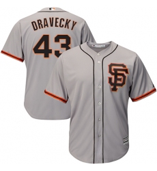 Youth Majestic San Francisco Giants #43 Dave Dravecky Replica Grey Road 2 Cool Base MLB Jersey