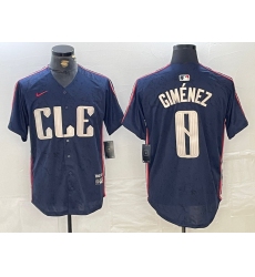 Men's Cleveland Guardians #0 Andres Gimenez Navy 2024 City Connect Limited Stitched Jersey