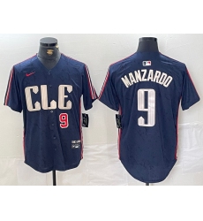 Men's Cleveland Guardians #9 Kyle Manzardo Number Navy 2024 City Connect Limited Stitched Jersey