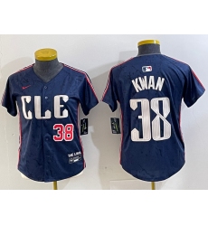 Women's Cleveland Guardians #38 Steven Kwan Number Navy 2024 City Connect Limited Stitched Jersey