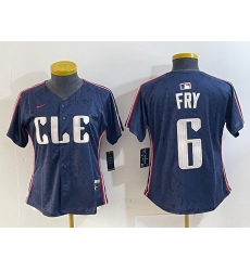 Women's Cleveland Guardians #6 David Fry Navy 2024 City Connect Limited Stitched Jersey