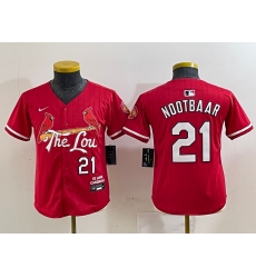 Youth St Louis Cardinals #21 Lars Nootbaar Red 2024 City Connect Limited Stitched Baseball Jersey