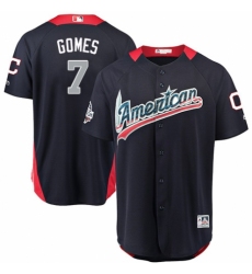 Men's Majestic Cleveland Indians #7 Yan Gomes Game Navy Blue American League 2018 MLB All-Star MLB Jersey