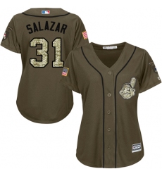 Women's Majestic Cleveland Indians #31 Danny Salazar Replica Green Salute to Service MLB Jersey