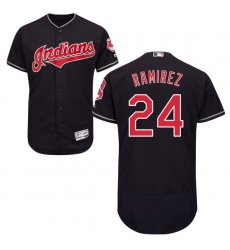 Men's Majestic Cleveland Indians #24 Manny Ramirez Navy Blue Alternate Flex Base Authentic Collection MLB Jersey