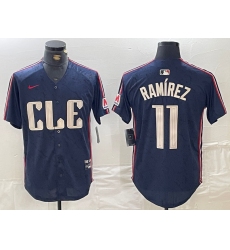 Men's Cleveland Guardians #11 Jose Ramirez Navy 2024 City Connect Limited Stitched Jersey