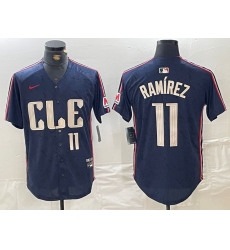 Men's Cleveland Guardians #11 Jose Ramirez Number Navy 2024 City Connect Limited Stitched Jersey