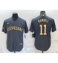 Men's Cleveland Indians #11 Jose Ramirez Grey 2022 All Star Stitched Cool Base Nike Jersey