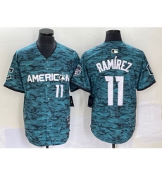 Men's Nike Cleveland Indians #11 Jose Ramirez Number Teal 2023 All Star Cool Base Stitched Jersey