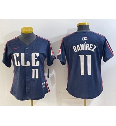 Women's Cleveland Guardians #11 Jose Ramirez Number Navy 2024 City Connect Limited Stitched Jersey