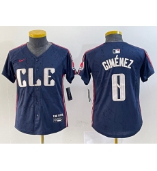 Youth Cleveland Guardians #0 Andres Gimenez Navy 2024 City Connect Limited Stitched Jerseys