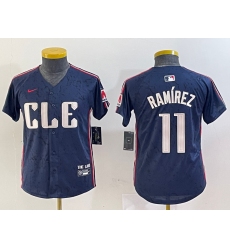 Youth Cleveland Guardians #11 Jose Ramirez Navy 2024 City Connect Limited Stitched Jerse