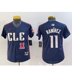 Youth Cleveland Guardians #11 Jose Ramirez Number Navy 2024 City Connect Limited Stitched Jerseys