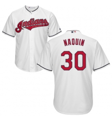 Youth Majestic Cleveland Indians #30 Tyler Naquin Replica White Home Cool Base MLB Jersey