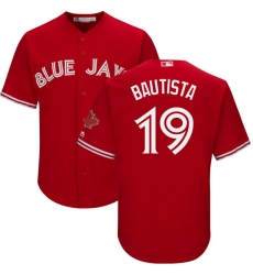 Youth Majestic Toronto Blue Jays #19 Jose Bautista Authentic Scarlet Alternate MLB Jersey