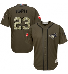 Men's Majestic Toronto Blue Jays #23 Dalton Pompey Replica Green Salute to Service MLB Jersey