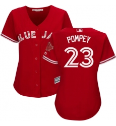 Women's Majestic Toronto Blue Jays #23 Dalton Pompey Authentic Scarlet Alternate MLB Jersey