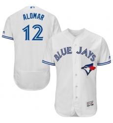 Men's Majestic Toronto Blue Jays #12 Roberto Alomar White Home Flex Base Authentic Collection MLB Jersey
