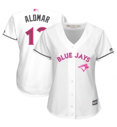 Women's Majestic Toronto Blue Jays #12 Roberto Alomar Replica White Mother's Day Cool Base MLB Jersey