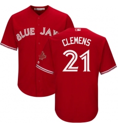 Men's Majestic Toronto Blue Jays #21 Roger Clemens Replica Scarlet Alternate Cool Base MLB Jersey