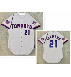 Men's Toronto Blue Jays #21 Roger Clemens Grey Stitched MLB Jersey